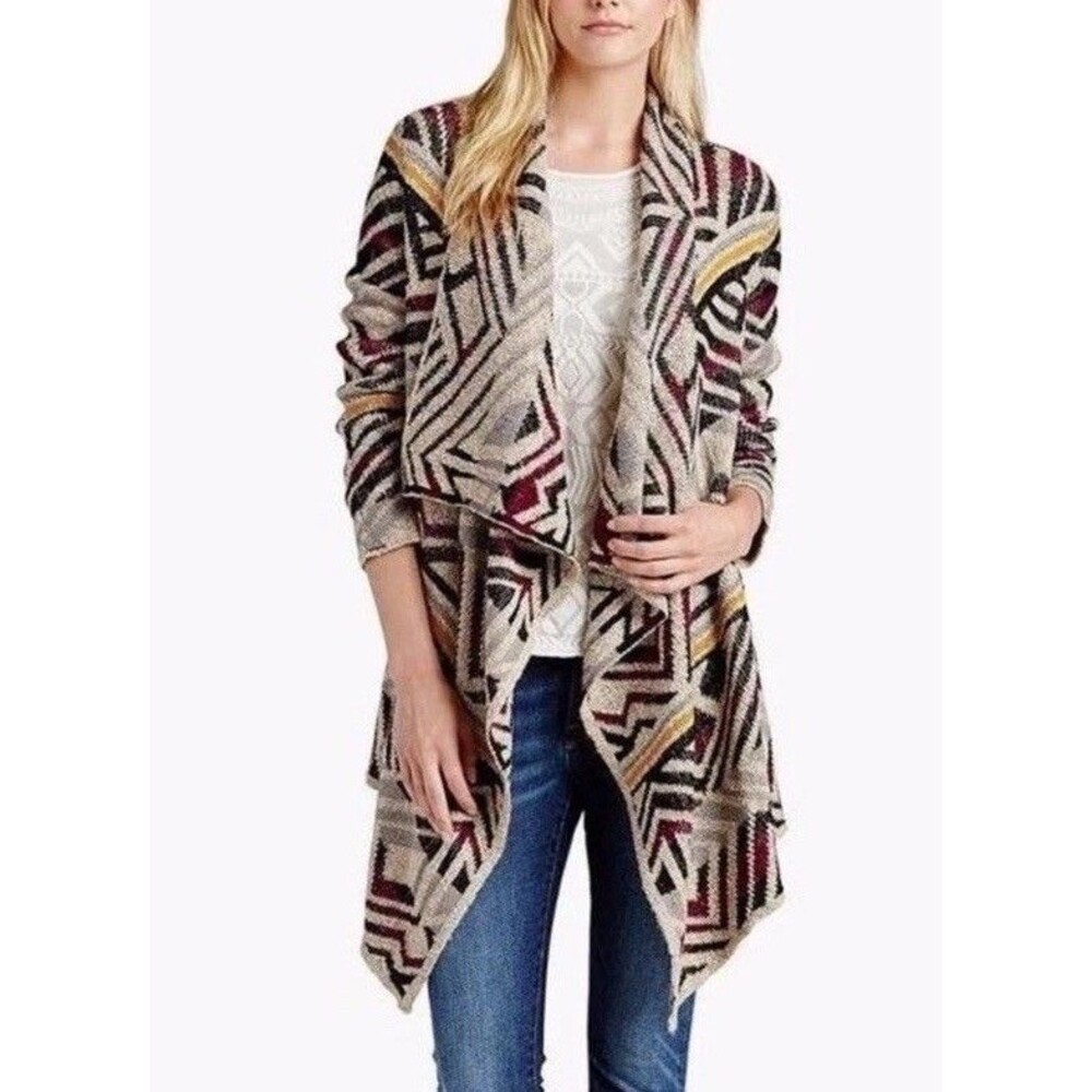 Lucky Brand Blanket Sweater Cascading Cardigan Sz XS Runs Large Western Poncho